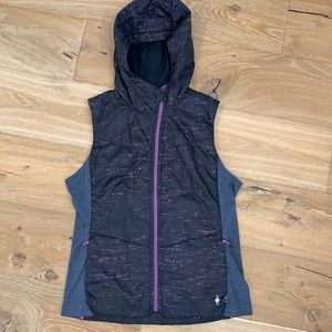 SmartWool Vest Womens Large Smartloft 60 Hoodie Merino Lined Soft Shell Gray